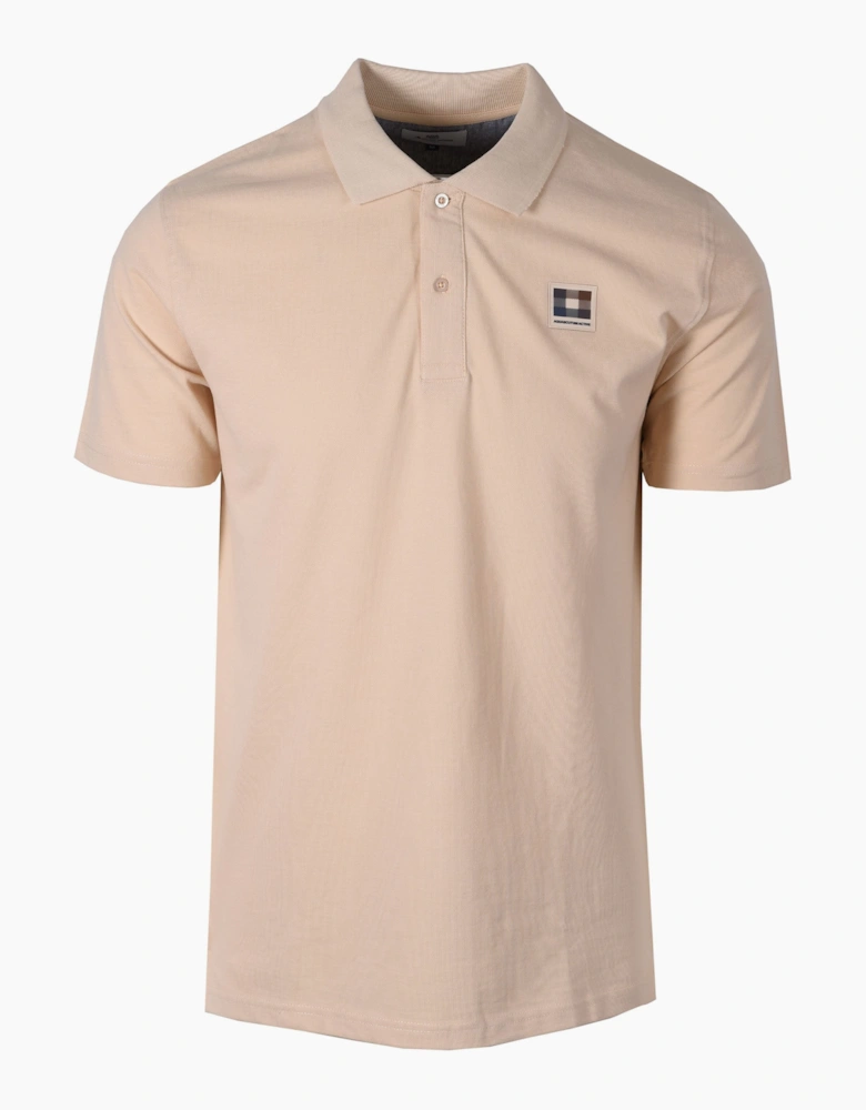 Check Patch Polo Shirt Beige