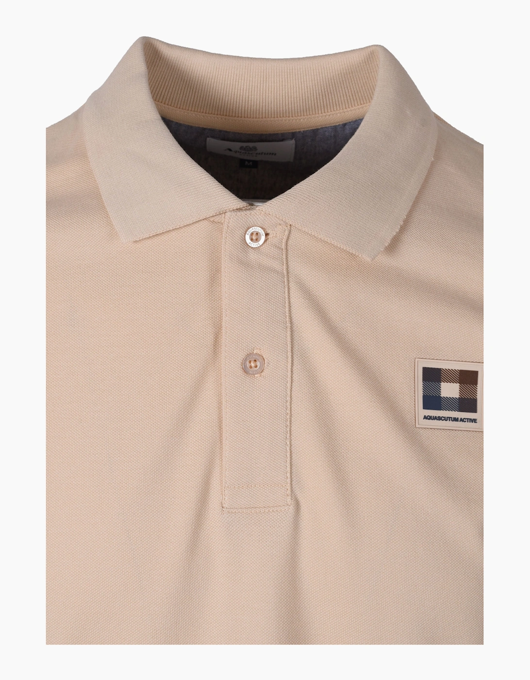 Check Patch Polo Shirt Beige