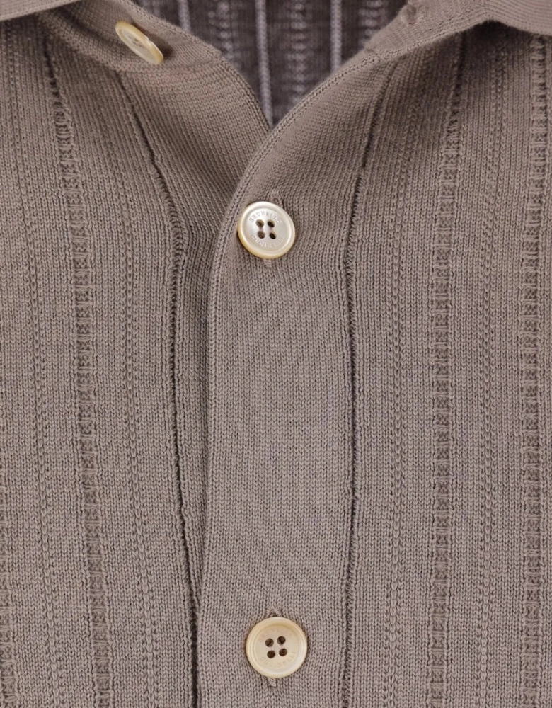 Ribbed Knitted Polo Brown