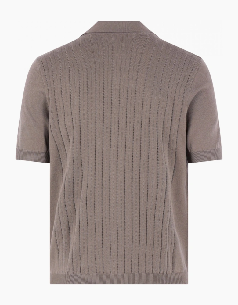 Ribbed Knitted Polo Brown