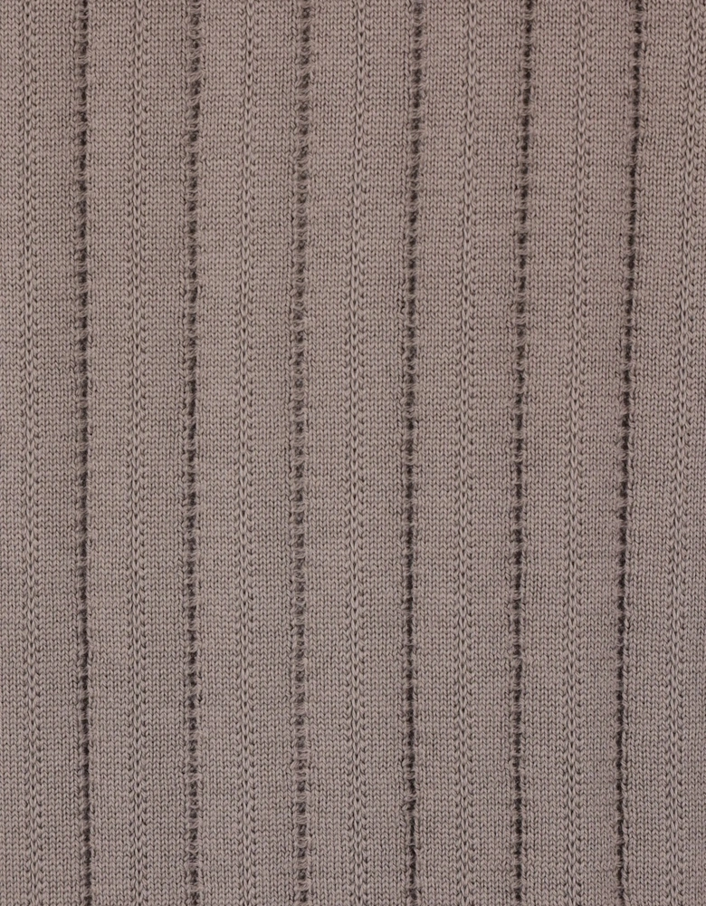 Ribbed Knitted Polo Brown