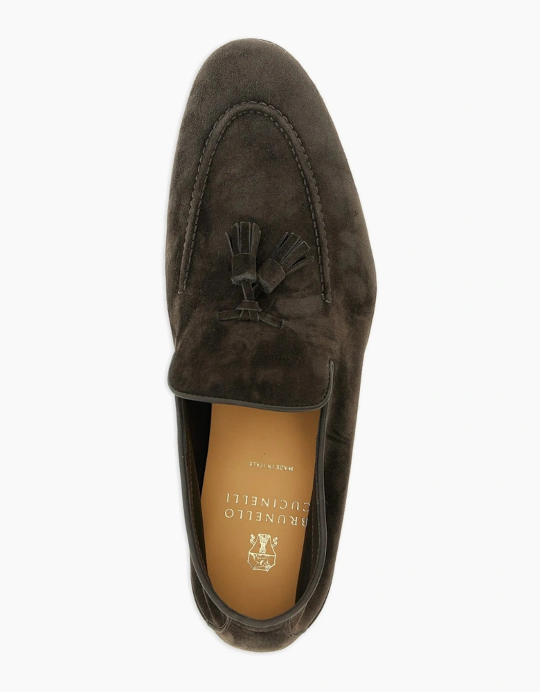 Suede Tassel Loafers Navy