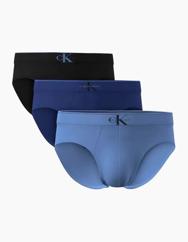 3-Pack CK Archive Briefs, Black/Blue/Blue