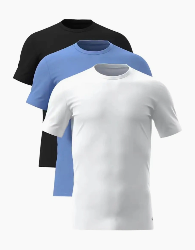 3-Pack Cotton Microfibre Stretch T-Shirts, Black/White/Blue