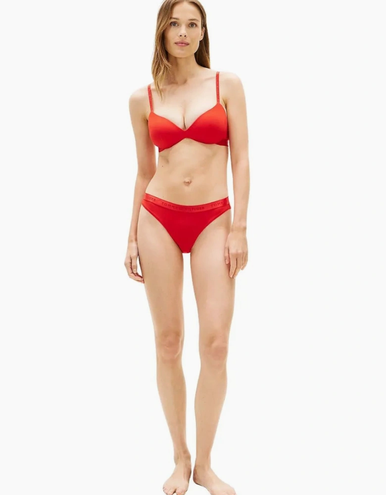 Repeat Logo Wireless Push-Up Bra, Fireworks Red