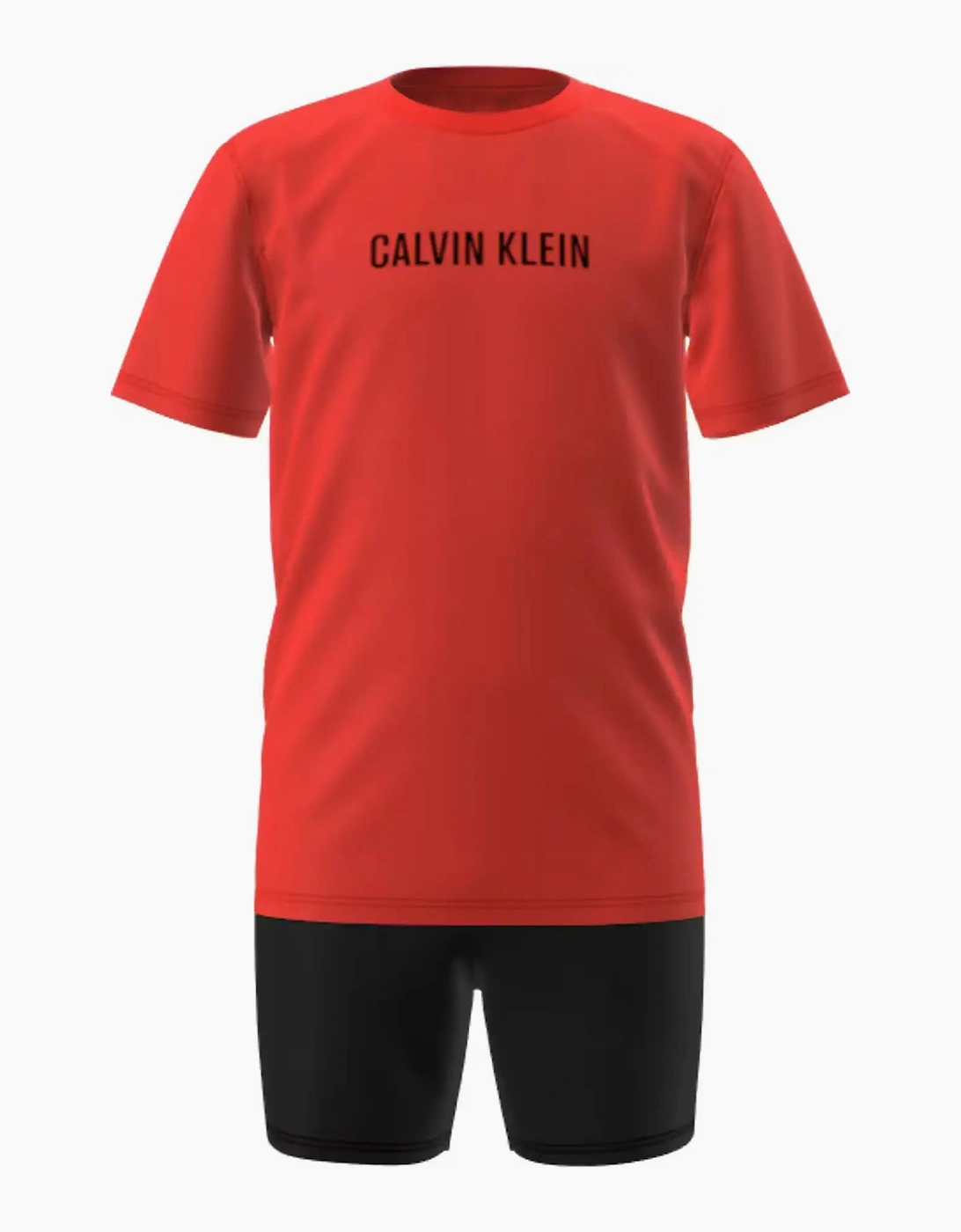 Calvin Klein Boy's Boys Intense Power T-Shirt & Shorts Pyjama Set, Orange/Black - Size: 14 years/15 years/16 years
