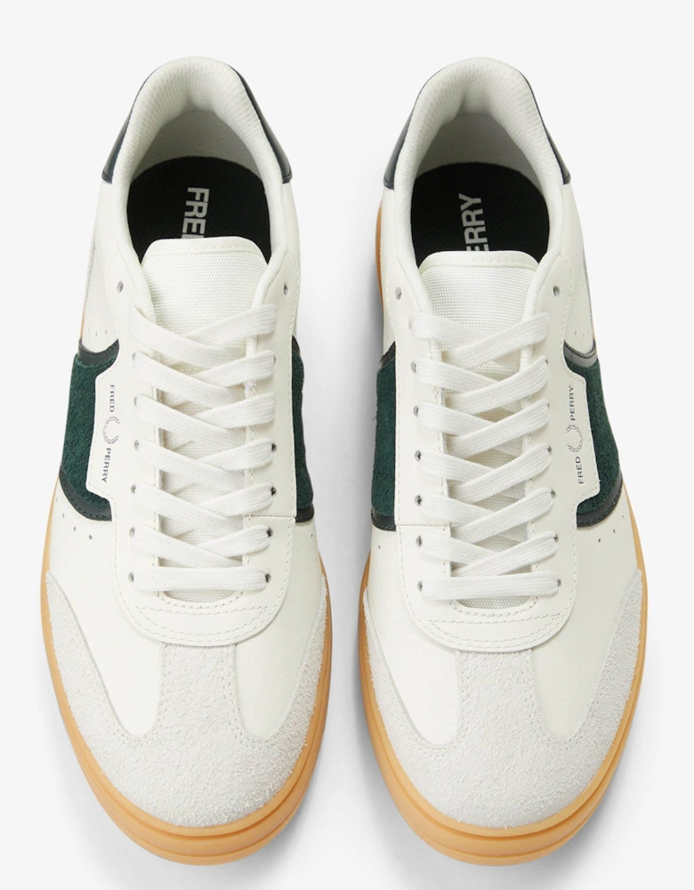 Mens B4 Mens Textured Leather/Suede Trainers - Light Ecru 760