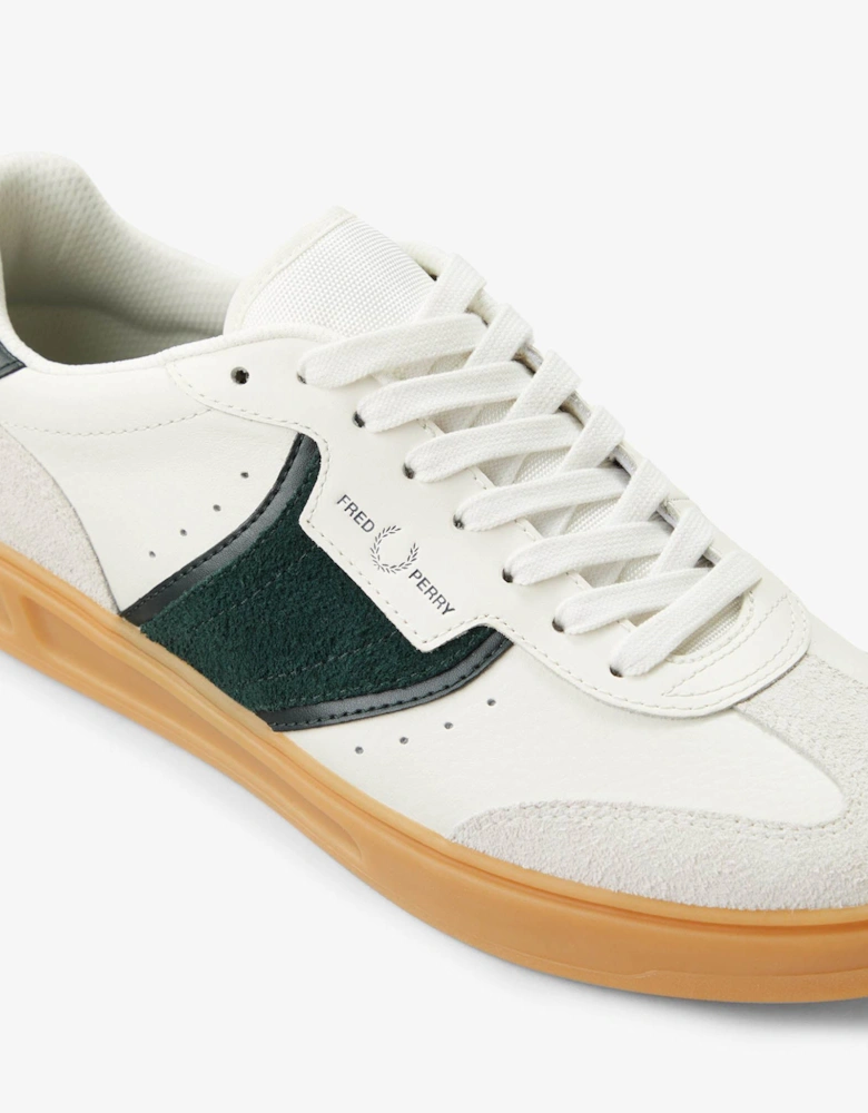 Mens B4 Mens Textured Leather/Suede Trainers - Light Ecru 760