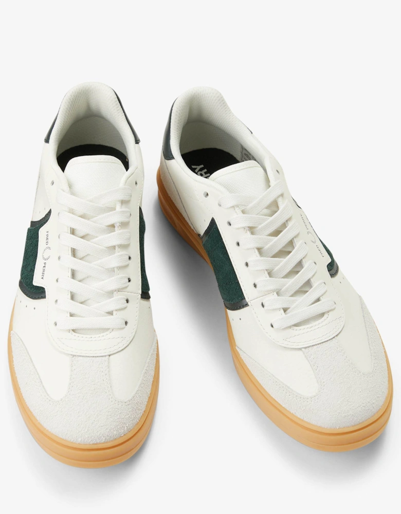 Mens B4 Mens Textured Leather/Suede Trainers - Light Ecru 760