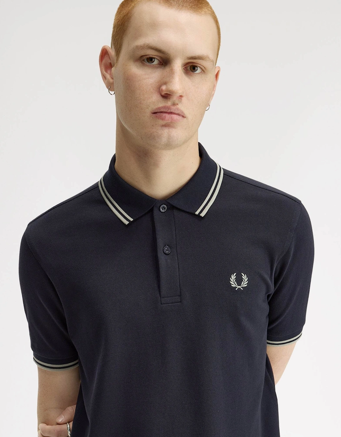 Mens Twin Tipped Signature Polo Shirt - Navy/Seagrass T73