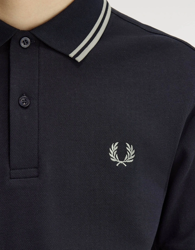 Mens Twin Tipped Signature Polo Shirt - Navy/Seagrass T73