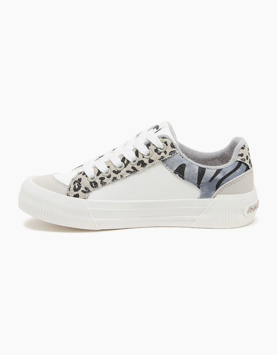 Cheery Blocked Animal Textile Women's Grey/White Trainers