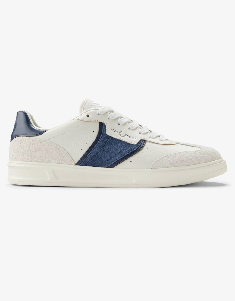 Mens B4 Mens Textured Leather/Suede Trainers - Porcelain 254