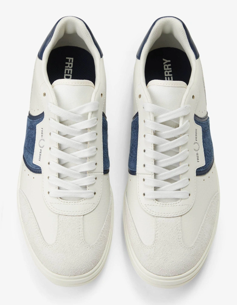 Mens B4 Mens Textured Leather/Suede Trainers - Porcelain 254
