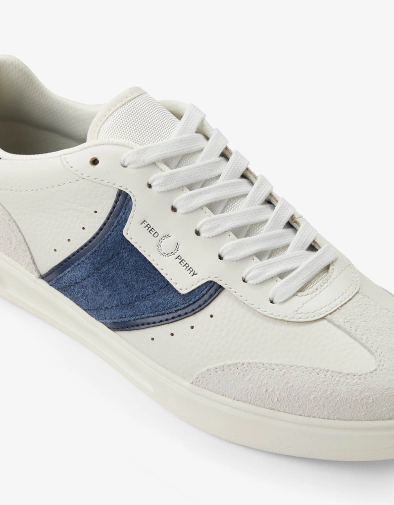 Mens B4 Mens Textured Leather/Suede Trainers - Porcelain 254