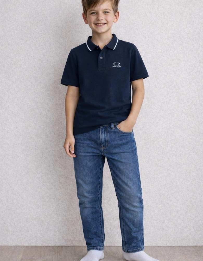 C.P.COMPANY BOYS NAVY POLO SHIRT CUM00Z