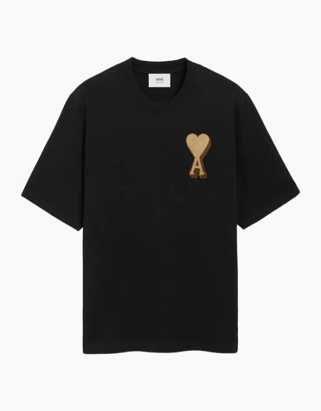 Ami Paris Men's Black 'Ami De Coeur' Patch T-Shirt - Size: 40