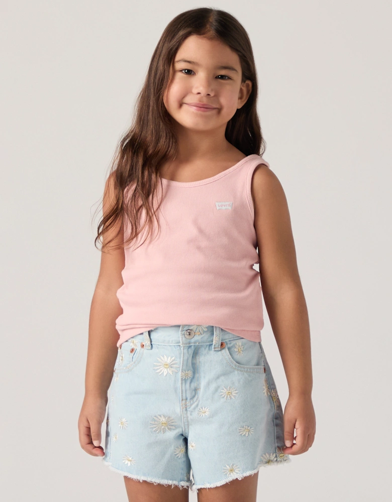 Girls Meet and Greet Ribbed Tank Top in Pink