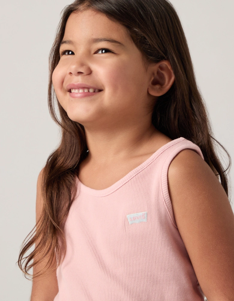 Girls Meet and Greet Ribbed Tank Top in Pink
