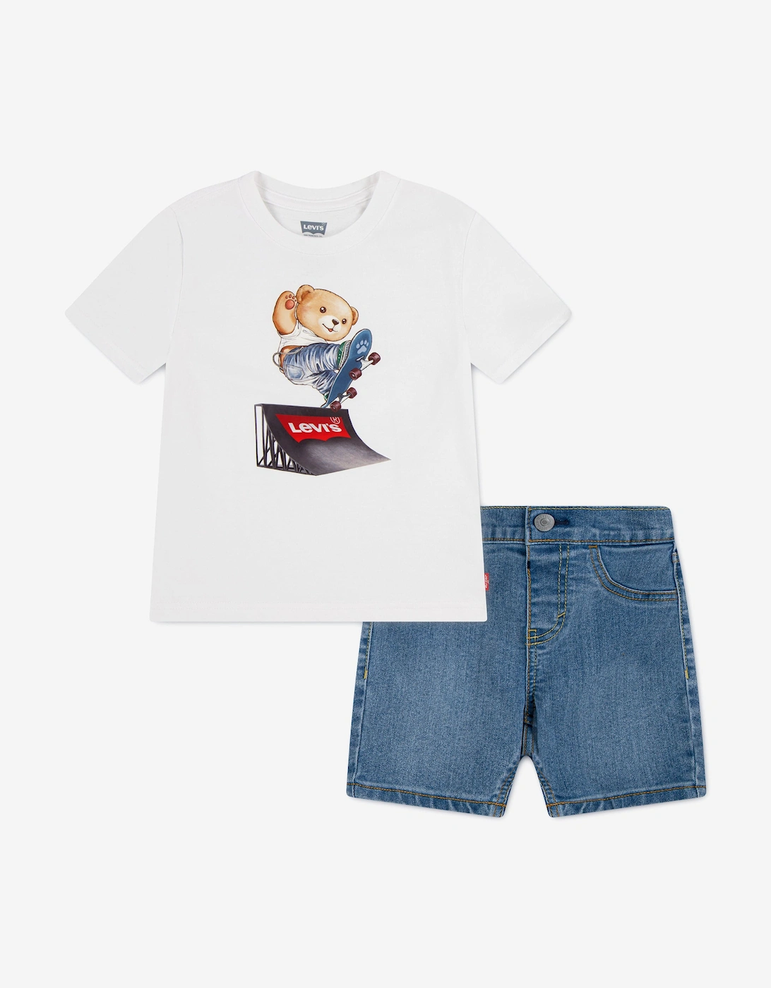 Baby Boys Skater T-Shirt and Shorts Set in White, 5 of 4