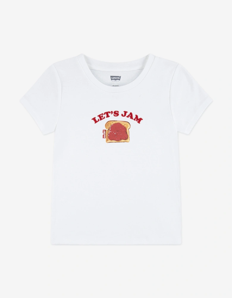 Girls Rib Meet and Greet Jam T-Shirt in White