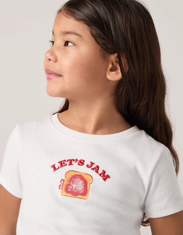 Girls Rib Meet and Greet Jam T-Shirt in White