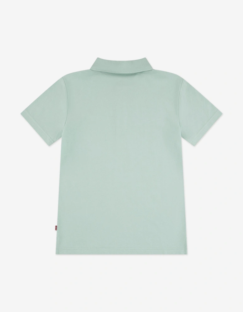 Boys Back Neck Tape Polo Shirt in Green
