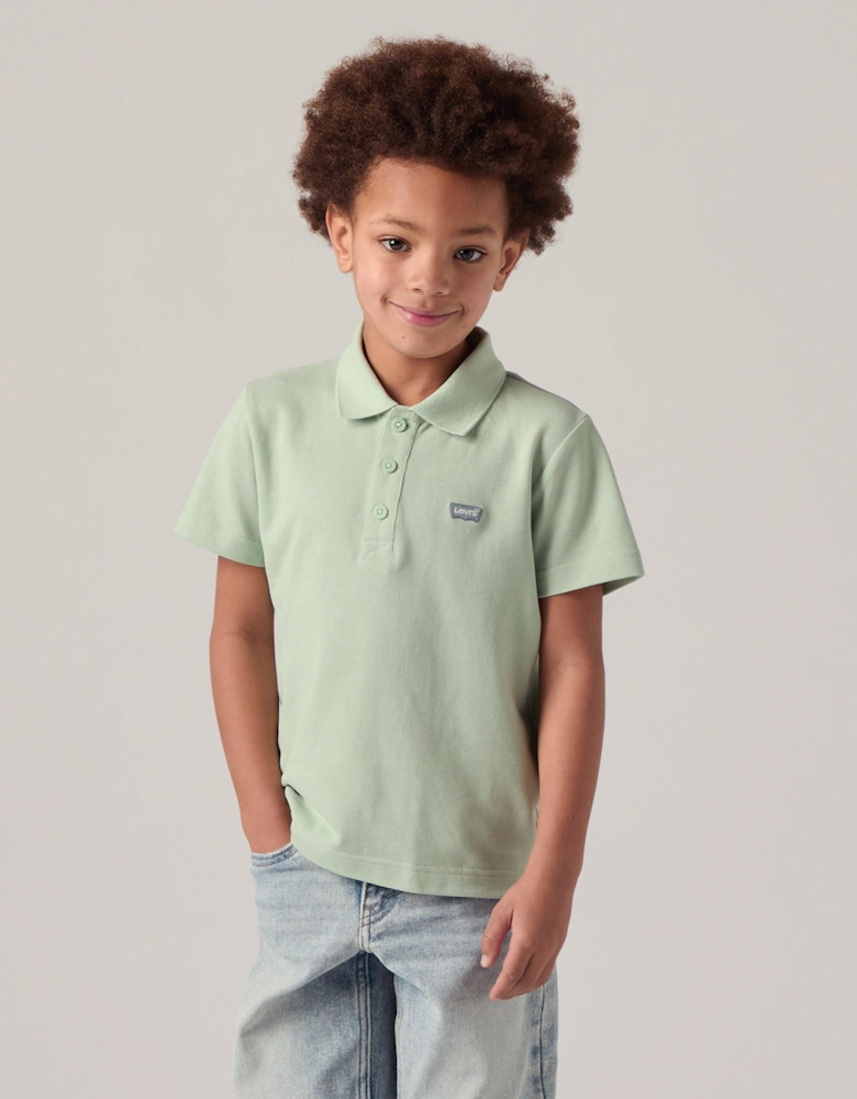Boys Back Neck Tape Polo Shirt in Green