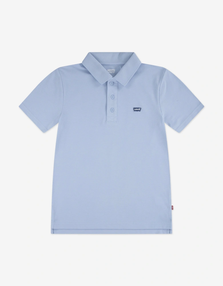 Boys Back Neck Tape Polo Shirt in Blue
