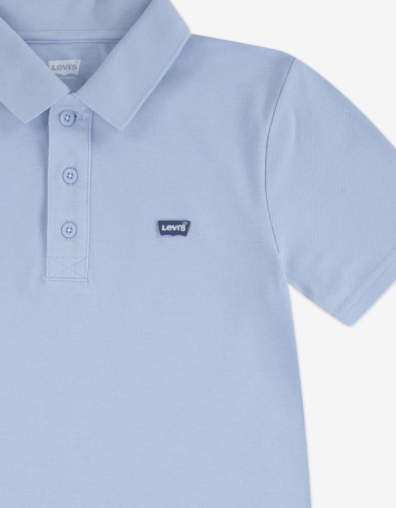Boys Back Neck Tape Polo Shirt in Blue