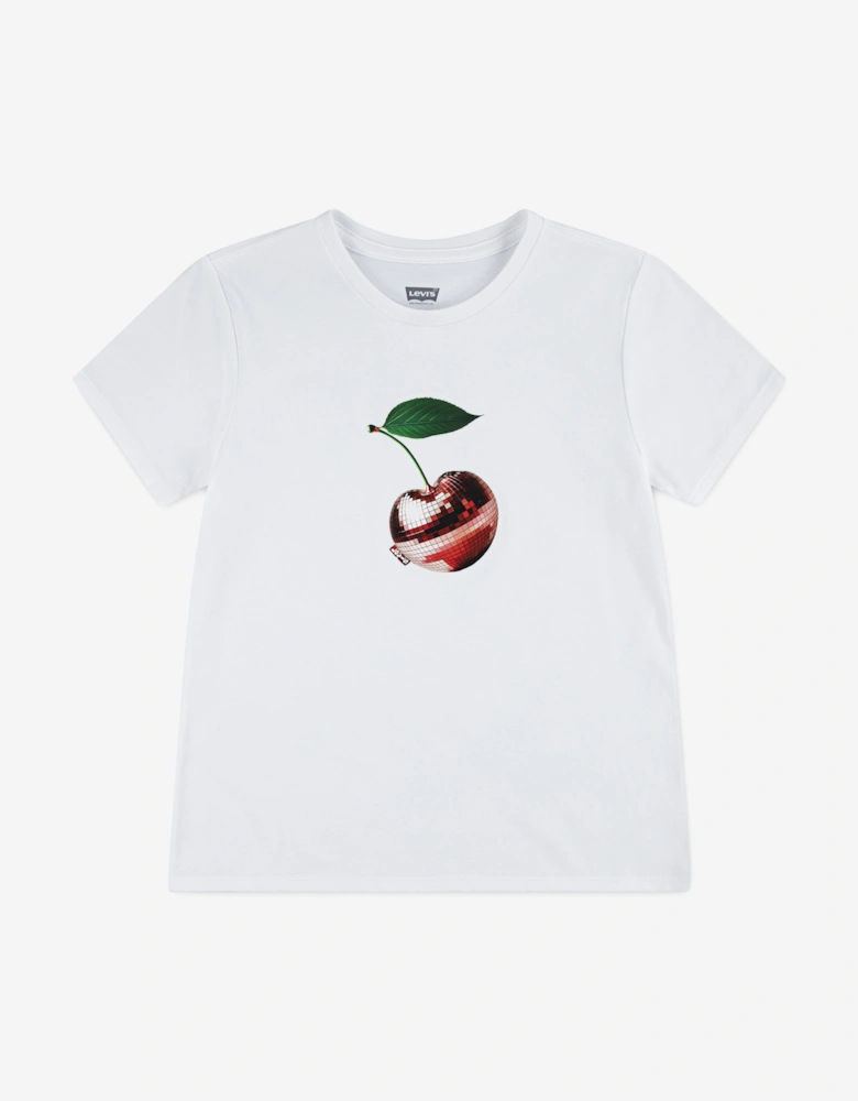 Girls Disco Cherry T-Shirt in White