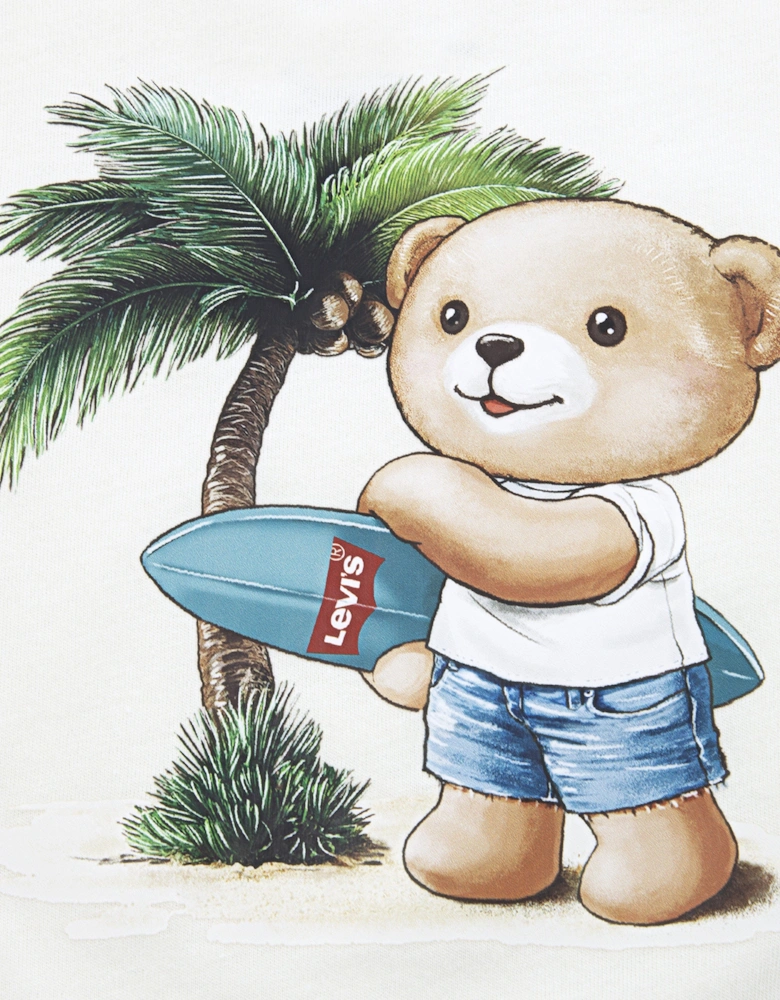 Baby Boys Palm Tree T-Shirt and Denim Shorts Set in Ivory