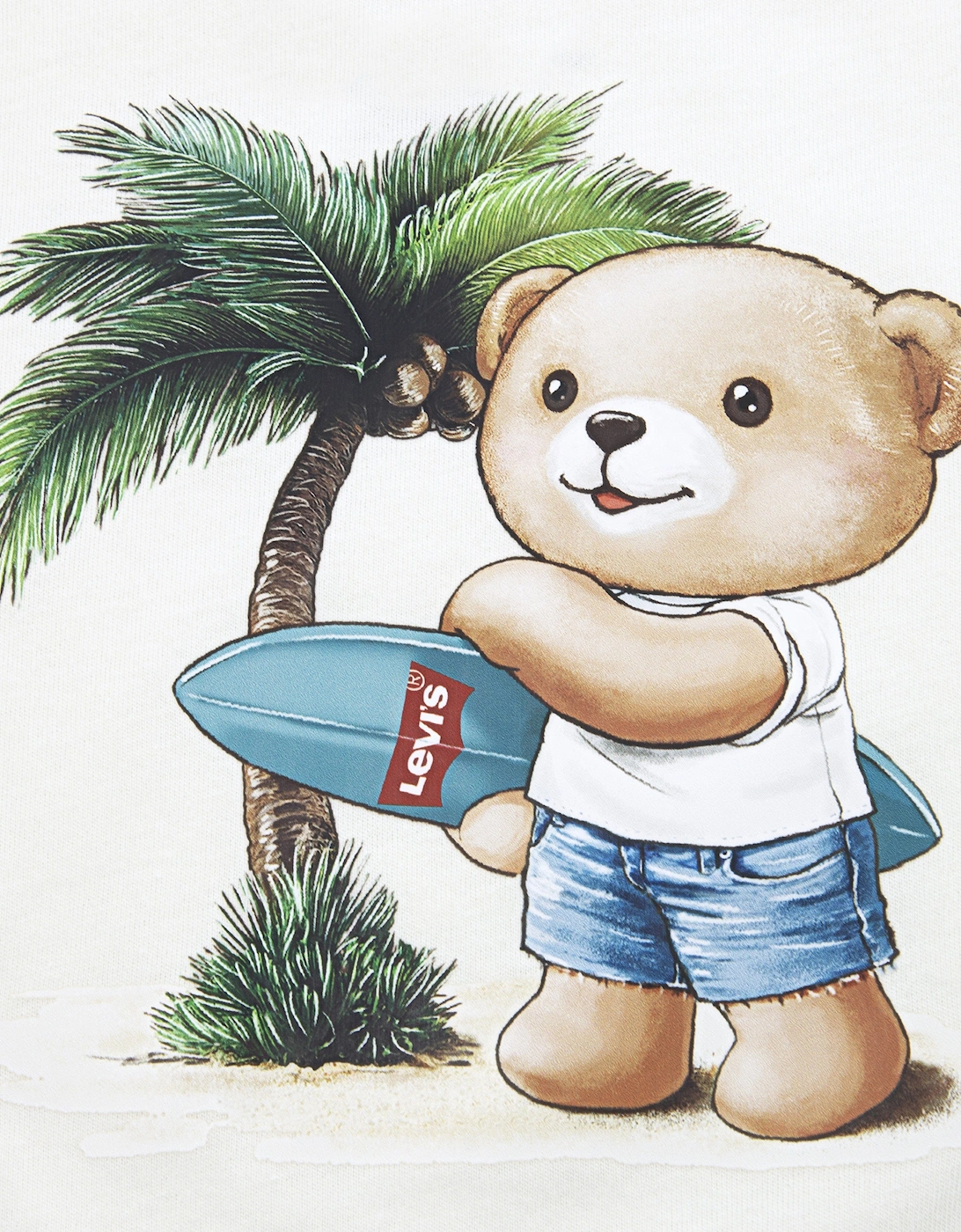 Baby Boys Palm Tree T-Shirt and Denim Shorts Set in Ivory