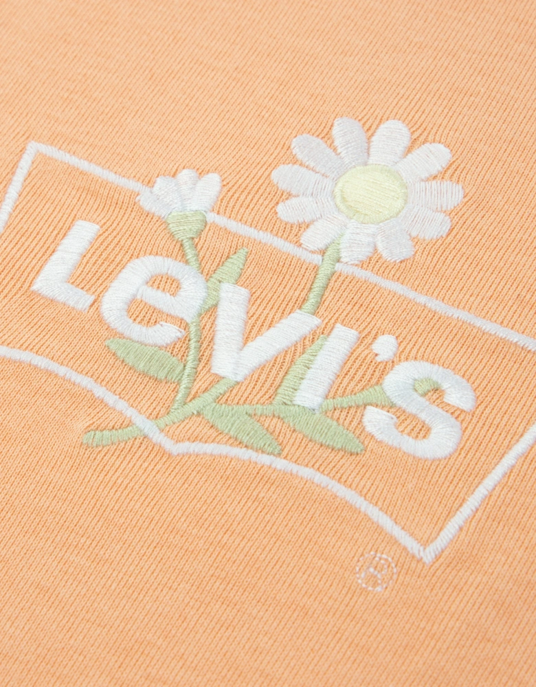 Girls Daisy Batwing T-Shirt in Orange