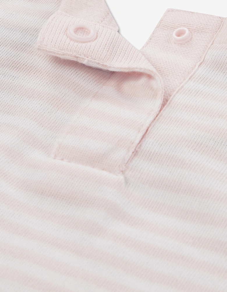 Baby Girls Striped Mini Batwing T-Shirt in Pink