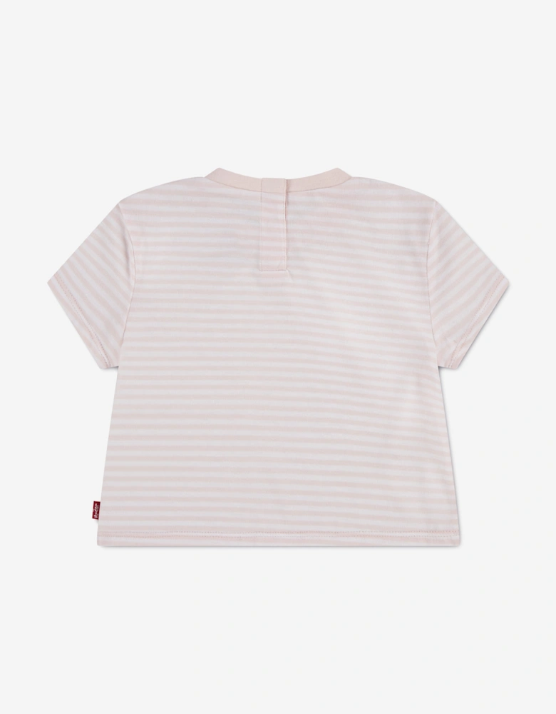 Baby Girls Striped Mini Batwing T-Shirt in Pink