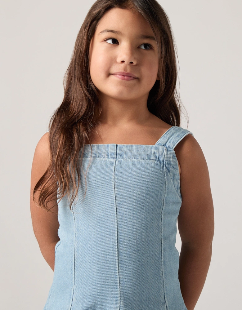 Girls Godet Dress in Blue