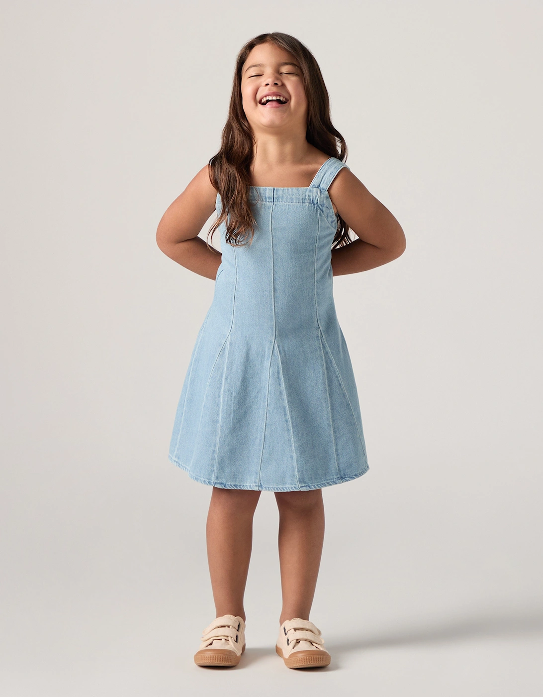 Girls Godet Dress in Blue