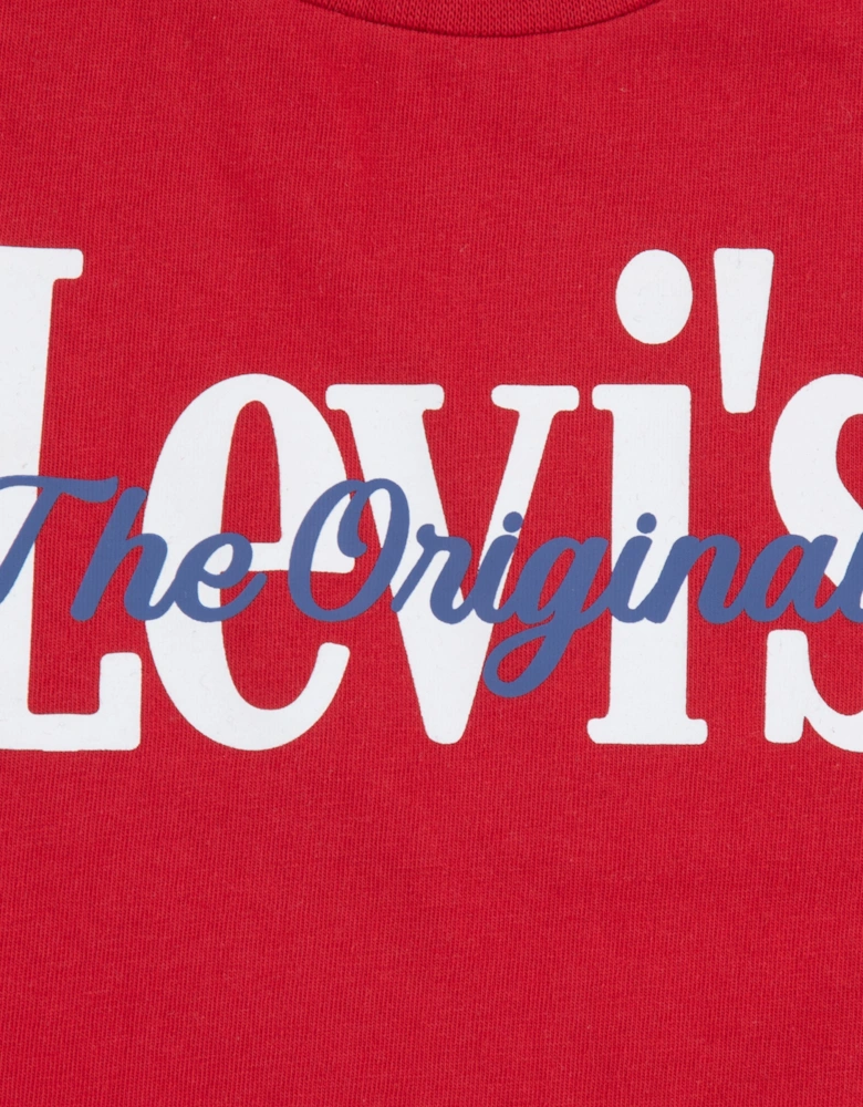 Baby Boys AOP Logo T-Shirt and Shorts Set in Red