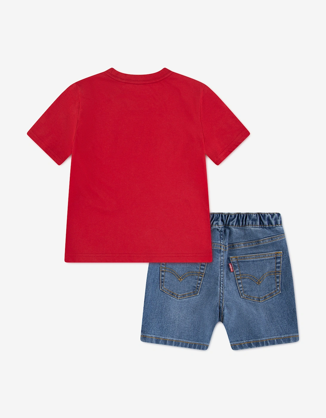 Baby Boys AOP Logo T-Shirt and Shorts Set in Red