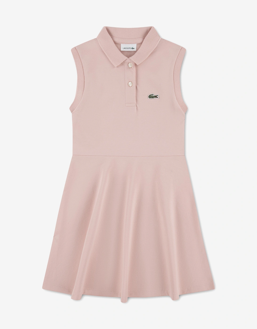 Girls Sleeveless Pique Polo Dress in Pink, 5 of 4