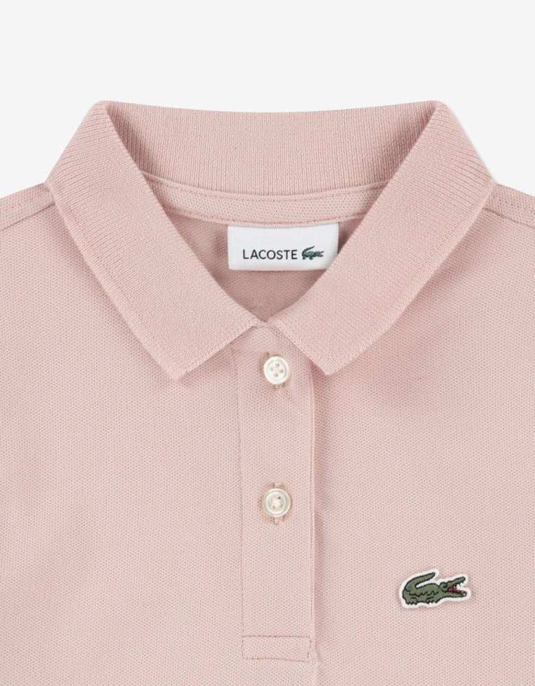 Girls Sleeveless Pique Polo Dress in Pink