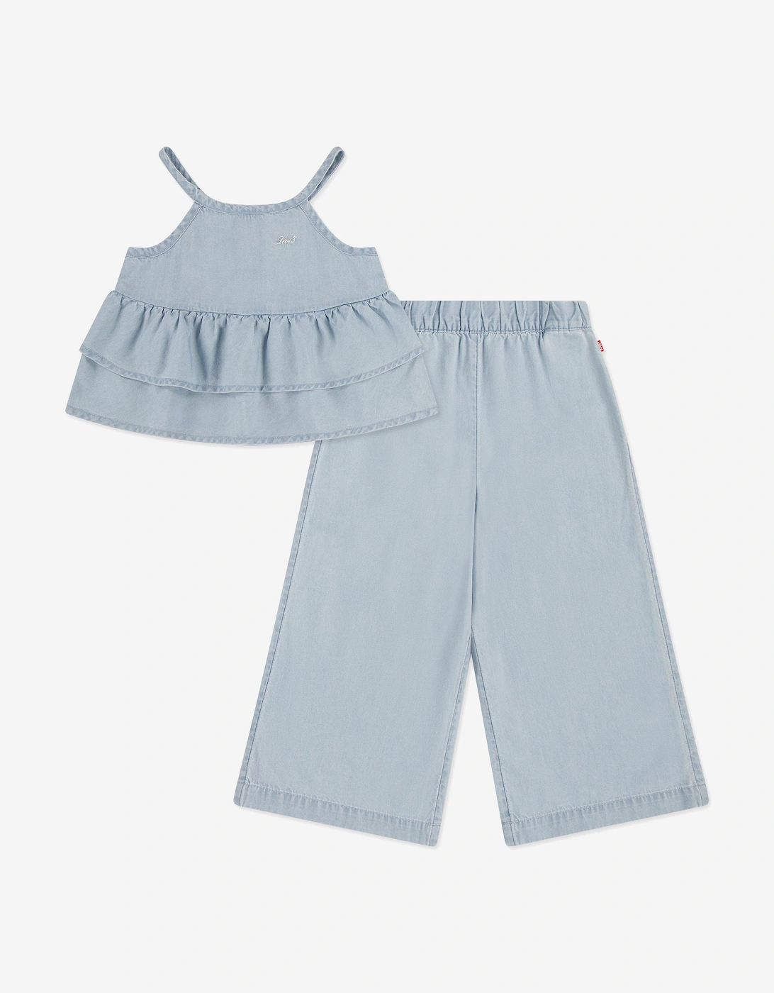 Girls Tiered Tank and Pant Set in Blue, 7 of 6