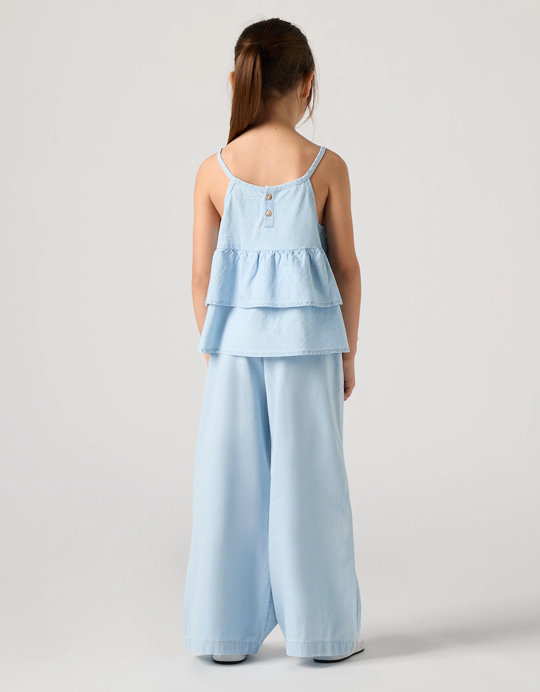 Girls Tiered Tank and Pant Set in Blue