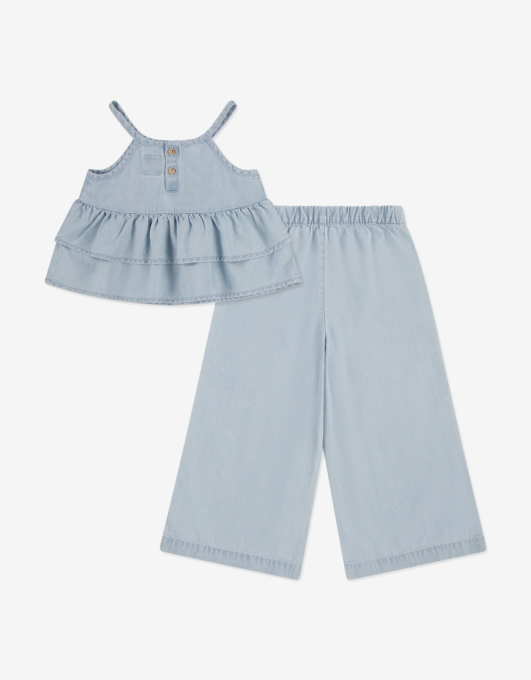 Girls Tiered Tank and Pant Set in Blue