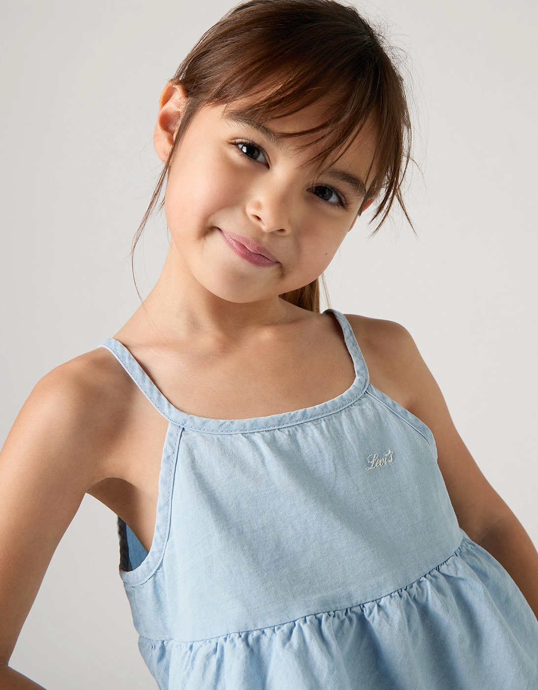 Girls Tiered Tank and Pant Set in Blue