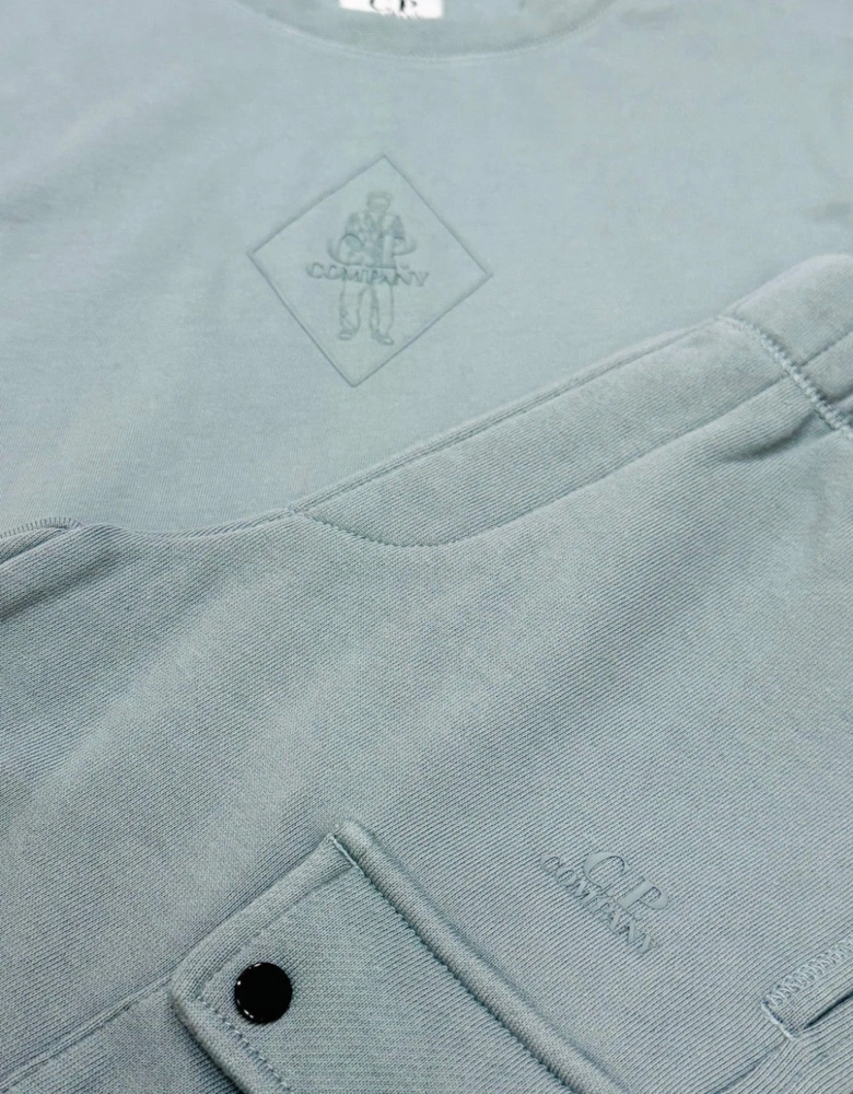 C.P.COMPANY BOYS SILVER BLUE T SHIRT/SHORTS SET CUG006
