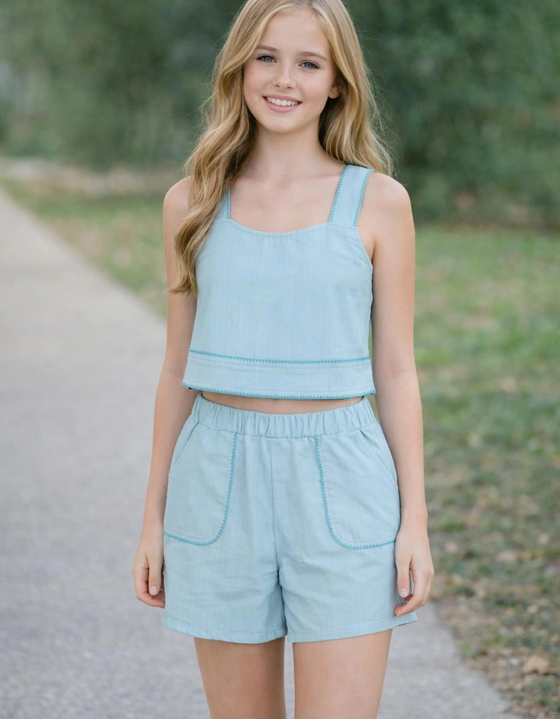 MAYORAL GIRL/TEEN AQUA SHELL SHORT SET 6.213