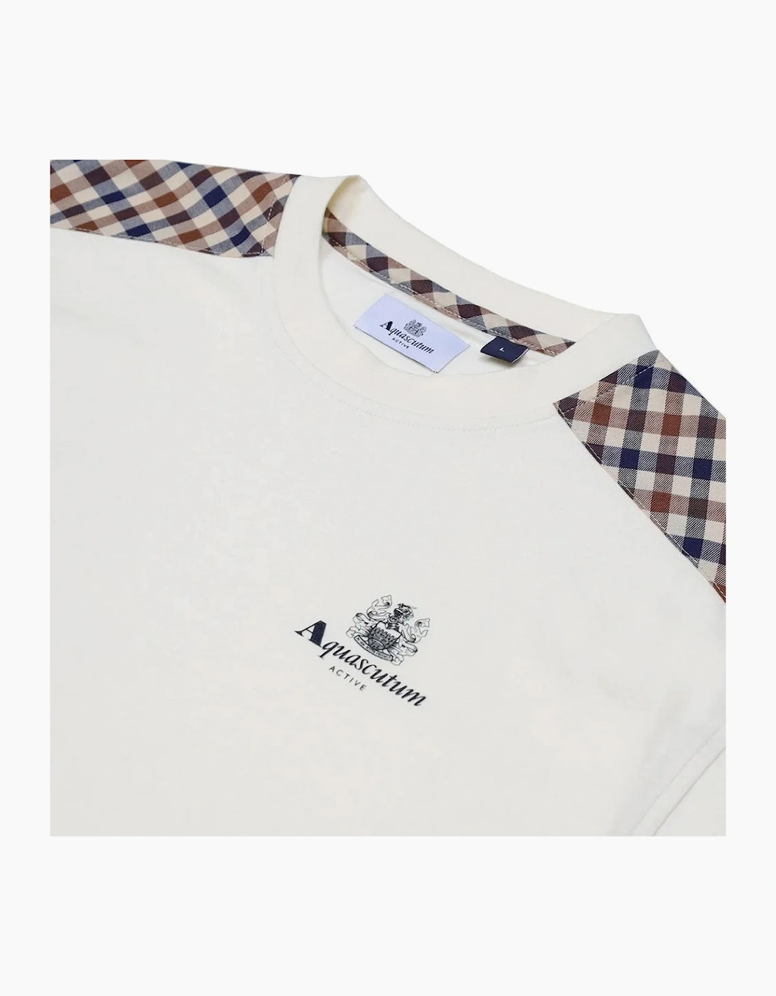 Active Club Check Details Shoulder T-Shirt - Old White