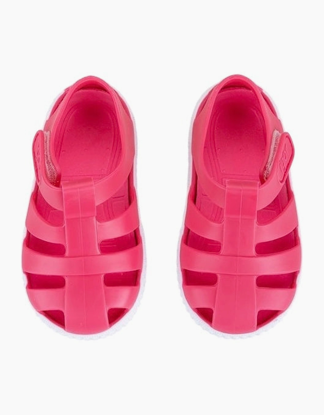 Girls Fuchsia Pink Velcro Strap Jelly Sandals